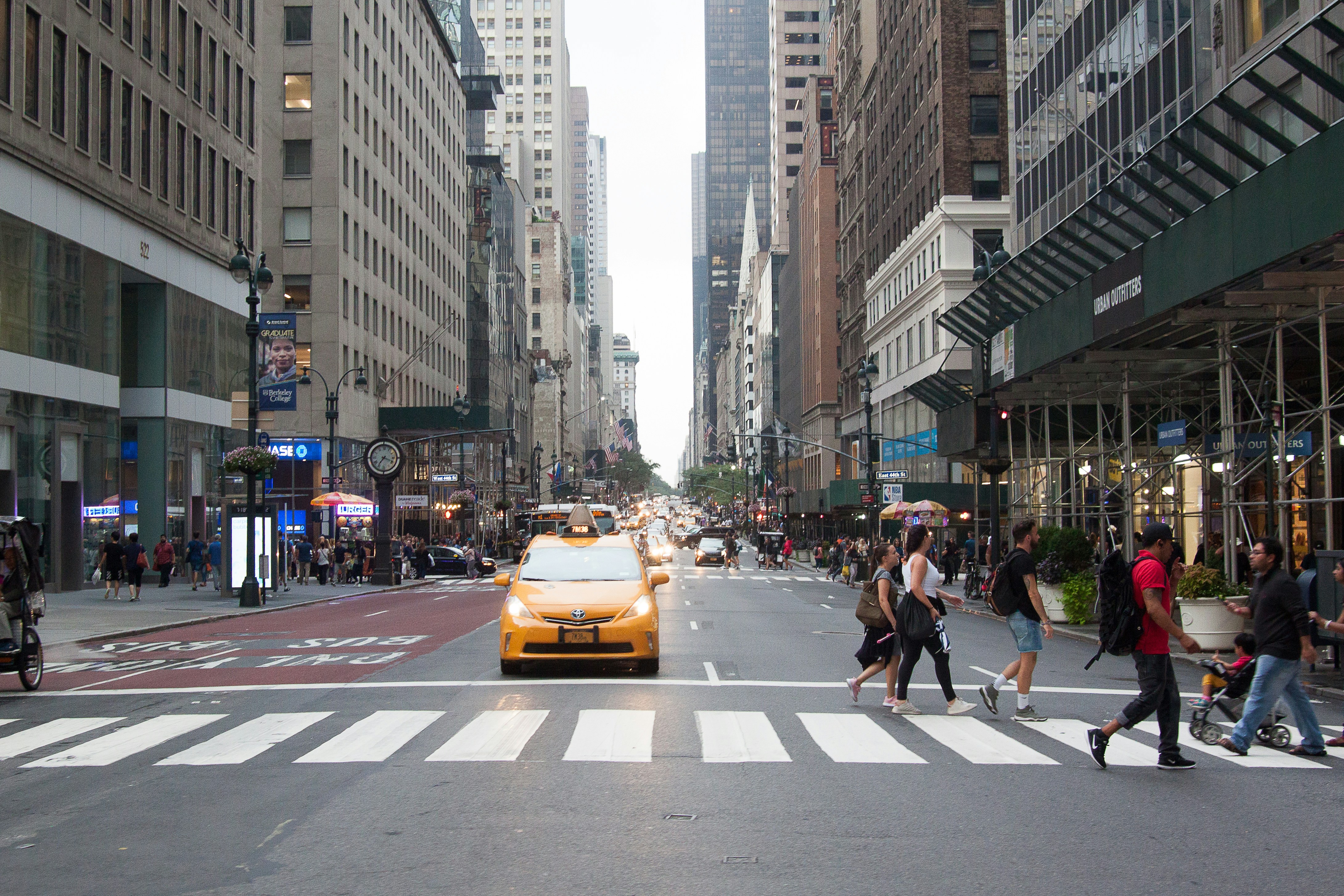 New York City street with yellow taxis